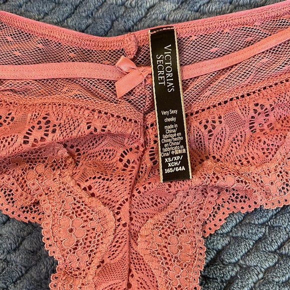 Victoria’s Secret 3 piece set long line bra bikini panties & thong 32C XS mauve - Picture 8 of 10